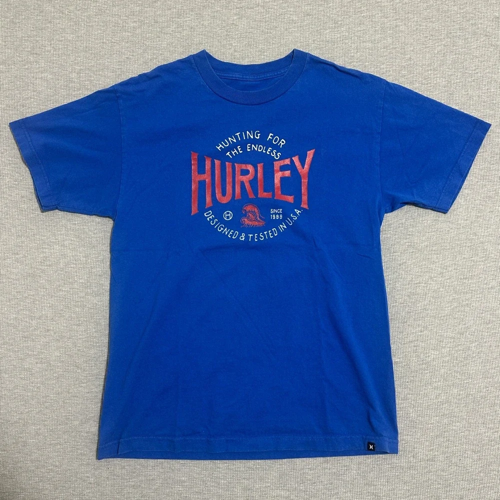 Hurley Graphic T-Shirt Short Sleeve Crew Neck Cotton Surf Tee Blue Mens Medium - Picture 3 of 10